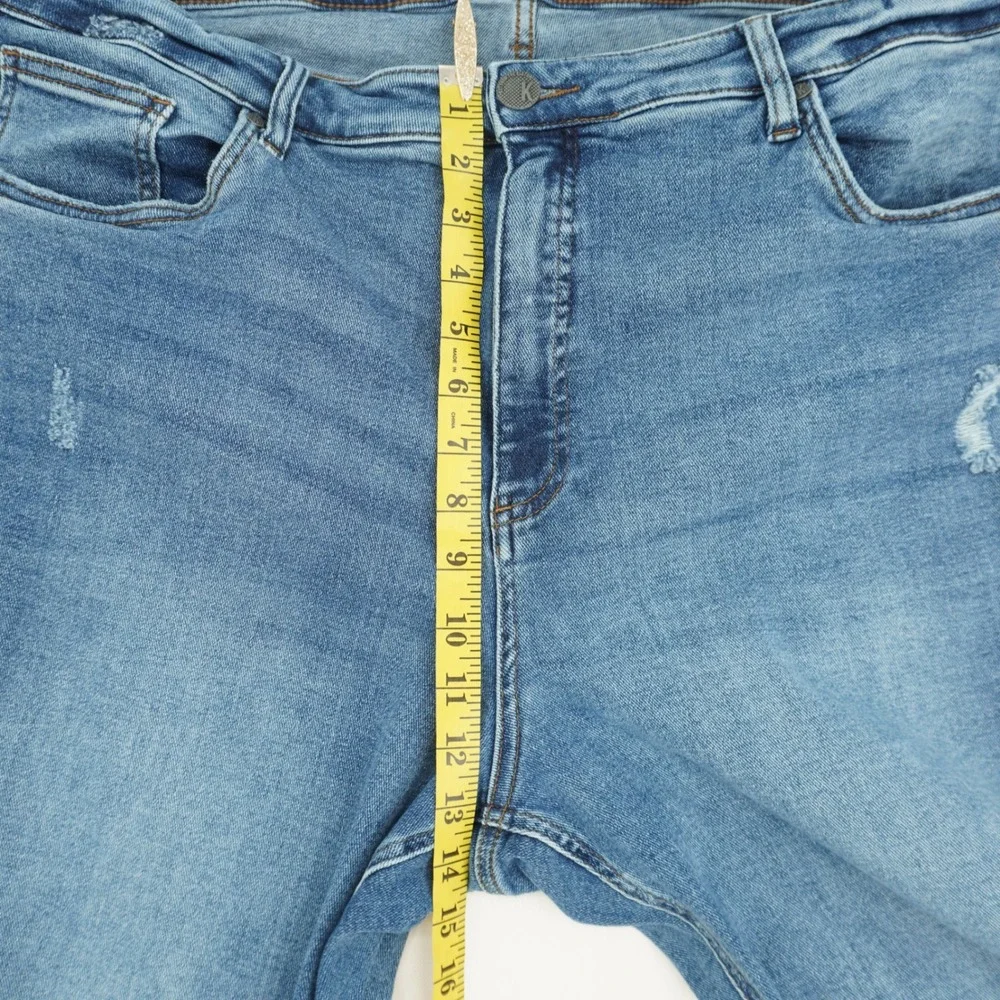 KUT From The Kloth Capri Jeans Womens 22W High Rise‎ Blue Distressed